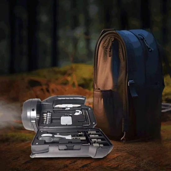 Porodo LifeStyle Outdoor 5W 18 in 1 Flashlight with Toolbox - Black Grey